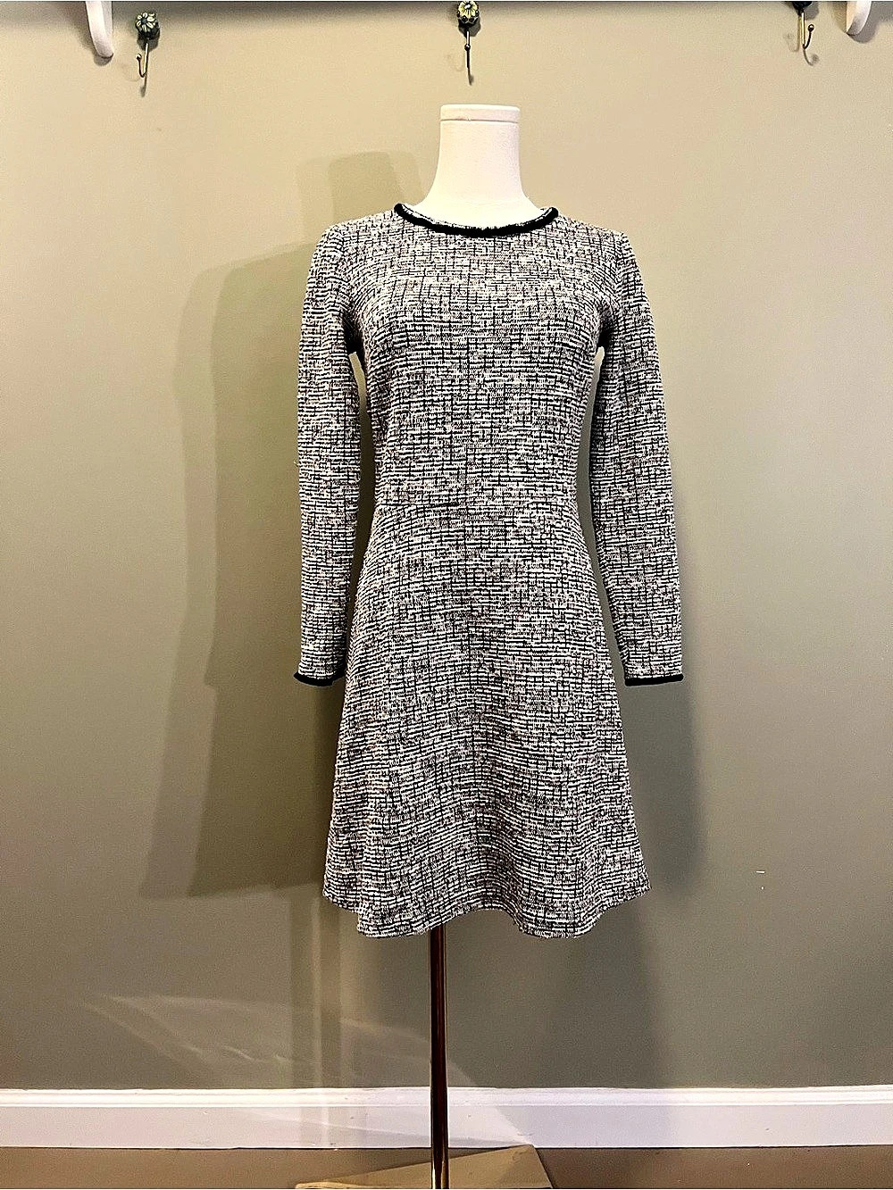 LOFT Checkered Mini Dress in Black & White Size XS Like New